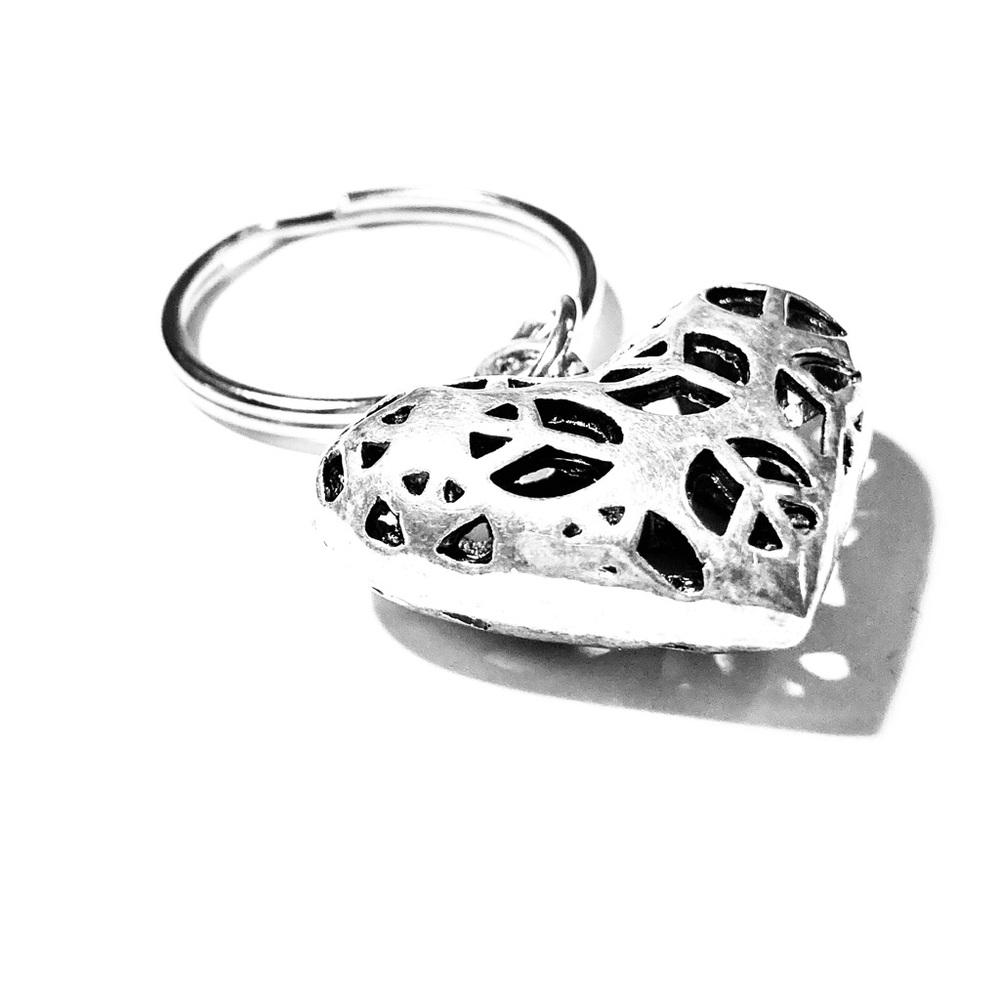 Peace And Love Heart Keychain